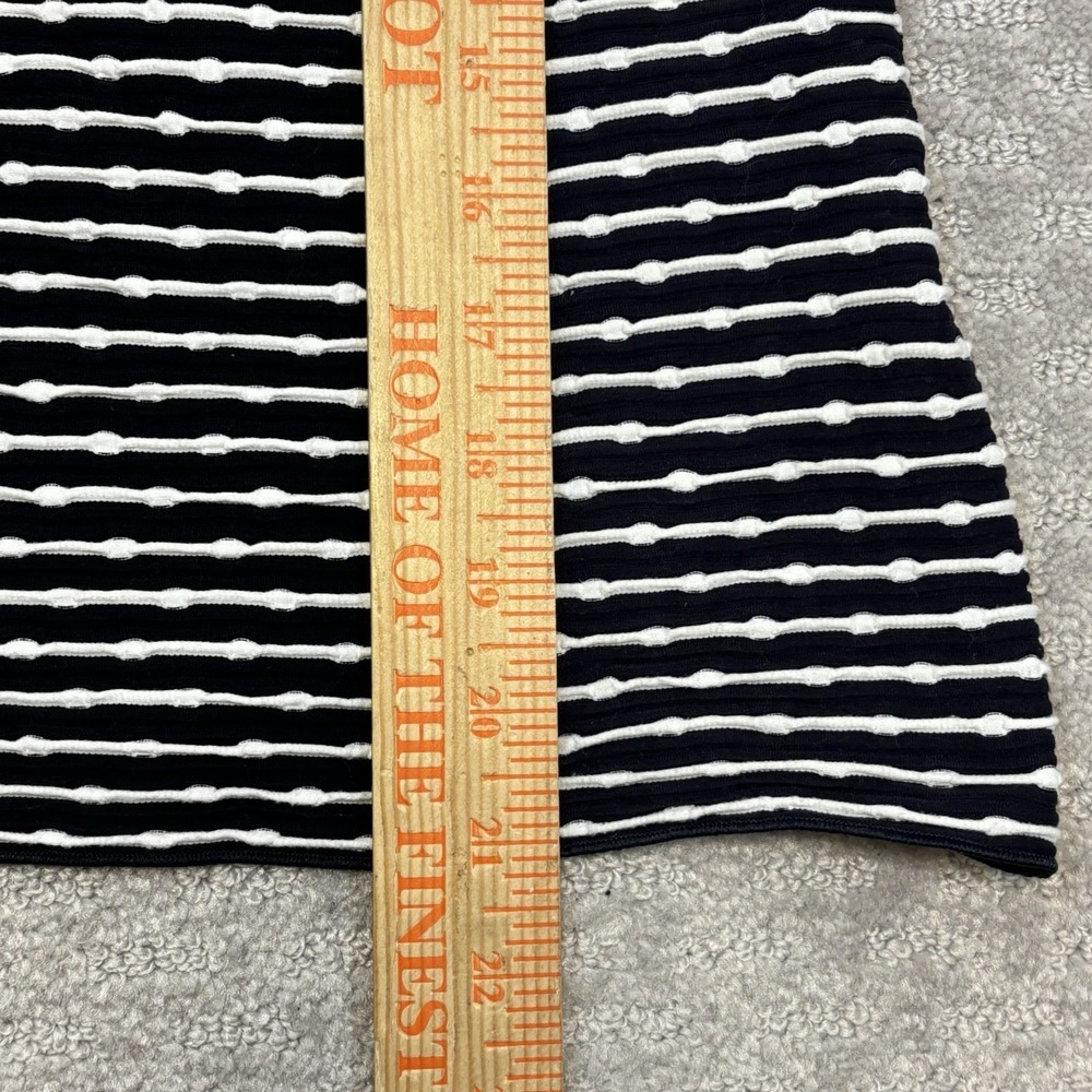Armani Collezioni Shirt Women Size 12 Black White Stripes Short Sleeve  Blouse - Picture 4 of 6